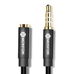 Stereo Auxiliary Cable Male to Female for Phone Headphone Conversion Cord 3.5mm 4 Pole Audio Adapter for Tablet/ PC/ PS4 and More 6.5ft (Black)