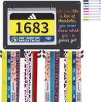 shdzzdzswy Race Medal Hanger Display - Wall Mounted Running Medal Holder with Bib Holder. Hanging Medal Display, Square Design. Writable, with 8-Color Chalk Markers