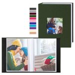 Benjia Small Photo Album 6x4 2 Packs, Each Pack holds 50 Pockets, Slip in Mini Linen Top Loading Photo Albums Holds Portrait Only 10x15cm Picture Green