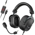 FIFINE Gaming Headset with Microphone, Over Ear Headphones with Cable, USB Headset for PC PS4 PS5 Xbox Switch, RGB Headphone with 7.1 Surround Sound and Ear Pads