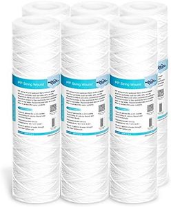 Membrane Solutions 5 Micron 10"x2.5" String Wound Whole House Water Filter Replacement Cartridge Universal Sediment Filters for Well Water - 6 Pack