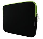 Emartbuy Black/Green 11.6-12.2 Inch Water Resistant Neoprene Soft Zip Case Cover Sleeve With Green Interior & Zip Compatible with Laptops Listed Below