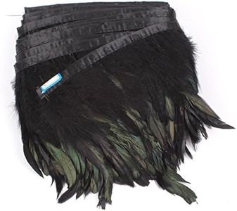 AWAYTR Rooster Feather Trim Width 5-7 inches Craft Feather Fringe Trim Pack of 5 Yards (Black)