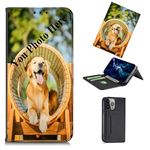 TIANDIMY Personalized Photo Wallet Phone Case for Samsung Galaxy S20FE 2022 Custom Name on Leather Side Flip Wallet Phone Cases, Card Holder, Stand Wallet Cover for Samsung Galaxy S20FE 2022 Black