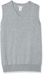 Amazon Essentials Little Boys' Uniform V-Neck Sweater Vest, Light Heather Grey, M