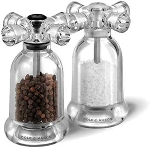 COLE & MASON Tap Salt and Pepper Grinder Set - Acrylic Mills Include Precision Mechanisms and Premium Sea Salt and Peppercorns