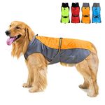 Zunea Waterproof Dog Raincoats for Medium Large Dogs Lightweight Reflective Jacket Safty Coat Windproof Mesh Lined Vest Clothes Outdoor Hunting Hiking Apparel for Wet Days Orange 8XL