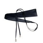 laelinggt woman belt Strap wide waist Satin obi for dress Bowknot Self Tie Wrap Around Obi Waist Band Cinch Waist Belt, Black, free size
