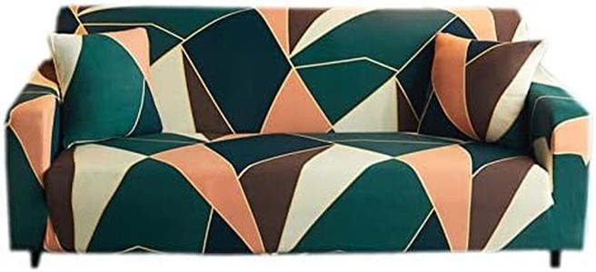 Hyper Cover Stretchable Sofa Cover (Nostalgic Cube, 4 Seater) - 3 Seater Couch Cover with Patterns, L Shape Lounge Protector, Durable & Stylish Furniture Covers