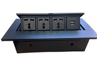 AplinK Desktop Pop Up Box with 3 Outlets & 2 USB(DC 5V 2.1A) Ports (Connection Box Desktop Pop Up Outlet) Black