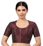 Studio Shringaar Womens Polyester Short Sleeves Handloom Silk Saree Blouse(Wine, 40)