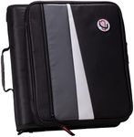 Case-It 1.5 Inch 3 D-Ring Zipper Binder with Padded Laptop Case Workstation, Shoulder Strap, LT-117, Black