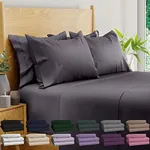 BAMPURE Luxury Series 6 Pcs King Sheet Set - 100% Viscose derived from Bamboo Sheets King Size - Super Soft Viscose Bamboo Cooling Sheets for Hot Sleepers -Up to 16’’ Deep Pocket King Sheets (C.Gray)