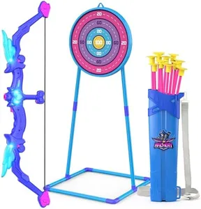 Kids Bow and Arrow Toy, Angel Light Up Archery Set W/ 10 Suction Cup Arrows, Targets & Quiver, Outdoor/Indoor Games for Kids Ages 4-7 8-12, Birthday Gifts for 4 5 6 7 8 9 10 11 12 Year Old Boys Girls