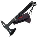 MTech USA MT-AXE8B Camping Axe, Black Stainless Steel, Black Cord Wrapped Handle, 15-Inch Overall