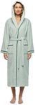 Arus Women's Hooded Classic Bathrobe Turkish Cotton Robe Large-X-Large, Seafoam w Green