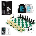 Quadruple Weight Tournament Natural Chess Set with Black Board