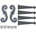 Decorative Vinyl Shutter Hinges and S Holdback Hooks for Exterior Decorative Shutters, Black (Set)