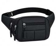Walizza Lifestyle Waist Bag for Man & Woman | Travel Handy Hiking Running Pouch with Zipper | Adjustable Strap Fanny Pack for Documents Money Card Phone Earphone | Lightweight Sport Belt Bag (Black)