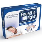 Breathe Right Nasal Strips Original Large 10s | Instantly Relieves Nasal Congestion |Helps Reduce Snoring | Drug-free