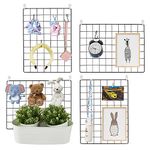 VEVOR Grid Wall Panels, 4 Packs Wire Wall Grid for Photo Pictures Display, Wall Storage Organizer Metal Grid Wall Panel for Home Office Decor with Clips and Hooks, 11.8x15.7 inch