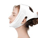 Double Chin Reducer Strap for Women, Reusable V Line Lifting Mask, Soft Chin Strap for Sleeping (White)