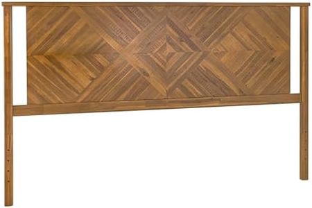 Bme Ethan King Size Diamond Headboard ONLY - Rustic & Mid-Century Modern Style Without Bed Frame - Solid Acacia Wood - Easy Assembly - Rustic Dark Brown