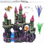 PINVNBY Aquarium Resin Castle Decoration Fish Tank Driftwood Castle Cave Hideouts House Plants Supplies Accessories(Pink)