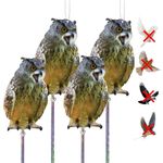 Kungfu Mall Pigeon Deterrent, Seagull Deterrent Cardboard, Bird Scarers for Gardens, Pigeon Scarer with Bird Scare Tape, Bird Deterrent, Bird Repellent Devices, 4PCS Owl Decoy to Pigeons Birds Away