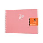 MENORAH - A5 Sketch Book for Artists-140 GSM Dry Mixed Media -(58 Sheets/116 Pages)- Art Journal- (Size-14.8 cm x 21.0 cm)- Hard Spiral Bound- CASSATA Sketchbook (Cherry Pink, Spiral Bound)