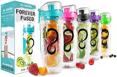 Live Infinitely 32 oz Fruit Infuser Water Bottle - Featuring a Full Length Infusion Rod, Flip Top Lid, Dual Hand Grips & Recipe Ebook Gift - Fruit Infused Water Bottles (Bright Teal, 32 oz)