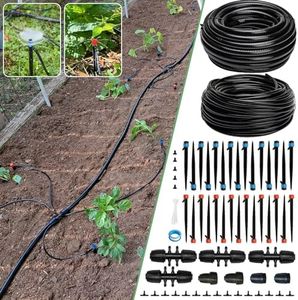 Riboud 240FT Drip Irrigation System Kit, Automatic Garden Watering System for Plant, Greenhouse, Yard, Lawn, with 1/2 inch 1/4 inch Irrigation Tubing Hose and Accessories