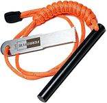 FERROFIRE FS384 Classic Ferro Rod Fire Starter with 3/8 Inch x 4 Inch Ferrocerium Rod Magnesium Flint and Steel Ferro Rod Striker 550 Paracord Lanyard Handle for Camping Emergency Survival Hiking BBQ