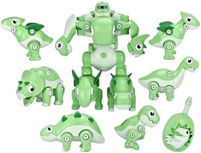 Top Race 5-in-1 Transforming Dinosaur Toy Set - Take Apart Dino Figures for Kids, Easy Assembly, Promotes Fine Motor Skills, Durable and Safe, Suitable for Children - Green, H7xL10xW9 Inches