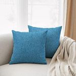 All Smiles Burlap Navy Blue Throw Pillow Covers Outdoor Patio Furniture Deep Dark Blue Accent Cushion Solid Deep Blue Linen Cases 18"x18" for Sofa Bed Couch Pack 2