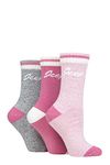 Jeep Ladies Performance Full Cushion Boot Socks Pack of 3 Rose/Cerise/Cream 4-8