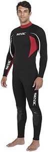 SEAC Men's Relax Long Man’s, 2.2 mm Neoprene One Piece Wetsuit for Snorkeling, Scuba Diving and Other Water Sports, Black/Red, S