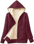 Trendy Queen Zip Up Hoodies for Women Fleece Lined Jackets Winter Coats Long Sleeve Sweatshirts Pullover Fall Fashion Cute Clothes Red M