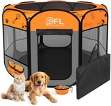 Dog Playpen, Portable Puppy Pet Cat Playpen for Small Dog, Dog Tent Crates Cage Indoor/Outdoor, Portable Pop Up Dog Kennel Playpen with Carrying Case &Travel Bowl for Pet, Removable Zipper Top, S Size