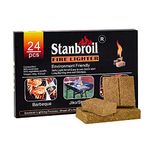 Stanbroil 24 pcs Natural Charcoal Fire Starters, Super Fast Lighting Charcoal Starters Perfect for Fireplace, Campfire, Wood Stove, Fire Pit