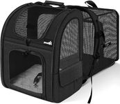 Pecute Cat Carrier Dog Backpack Expandable Large, Portable Breathable Rucksack with Front Opening-Mesh Window-Pockets, Extendable Back More Space Great for Carrying Puppy Dogs