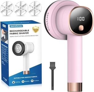 Smyeviva Fabric Shaver Lint Remover: Rechargeable Lint Shavers for Clothes with LED Display 3 Speeds and 6-Leaf Blades, Portable Electric Lint Shaver to Remove Fuzz Ball Pilling from Sweater Furniture