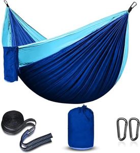 Hammock Camping Portable Single Hammocks for Outdoor Hiking Travel Backpacking - 210D Nylon Tree Tent Swing Beds for Backyard & Garden Hammock (Blue/Sky Blue)