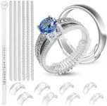 Ring Sizers for Loose Rings - 8 Easy-Clip Ring Adjusters and 6 Coil Adjusters - Finger Size Gauge - 1-17 USA Rings Size