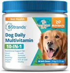 5Strands Dog Multivitamin Chews, 10-in-1, Vitamins & Postbiotics, All Ages & Breeds - Digestion, Brain, Organs, Heart, Mobility, Vision, Skin & Coat, Immunity - Dog Supplement (Peanut Butter, 90ct)