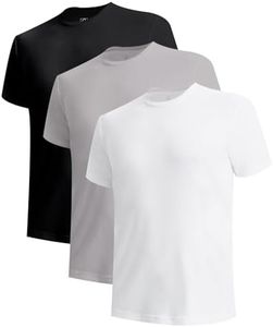 BAMBOO COOL Men's Undershirts Slim Fit White T Shirts for Men, Moisture-Wicking Tee Shirt 3 Pack Crewneck, Short Sleeve Soft Breathable
