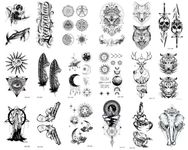 Waterproof temporary tattoo half arm shoulder tattoo 18 sheets and small size 18 sheet tattoo stickers, Extra large tattoo stickers, Waterproof realistic tattoo long-lasting, Suitable for women or men