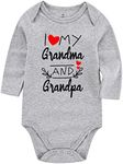 Look smell Dad Baby Boy Clothes Unisex Funny Baby Girl Bodysuits, Love Grandma Grandpa Gray Long, 12-18 months