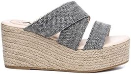 Women's Crossover-Strap Platform Heels Slip-on Sandal Slides Wedges Julie Denim AU Ladies 9 / AU Men 7 / EU 40