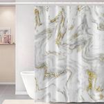 Uiiooazy Marble Abstract Shower Curtain for Bathroom White Gold Grey Luxury Marble Waterproof Fabric Shower Curtains with Hooks Watercolor Modern Bathtub Cloth RV Bathroom Decoration 65x72 inches